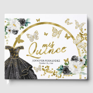 Vlinder Zwarte Jurk Quinceanera Gastboek Gastenboek