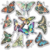 Vlinderassortiment, monarchen, zwaluwstaarten enz. sticker (Voorkant)