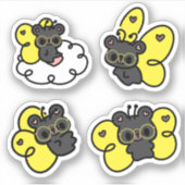 Vlinderbeer met bril cute Kawaii sticker (Voorkant)