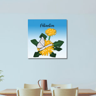 Vlinderbestuiving Gele Wilde Bloem Paardenbloem Poster