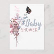 Vlinderblaadjes, elegante Baby showers uitnodiging