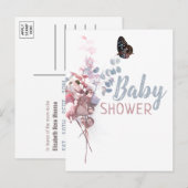 Vlinderblaadjes, elegante Baby showers uitnodiging (Voorkant / Achterkant)