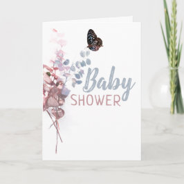 Vlinderblaadjes, elegante Baby showers uitnodiging
