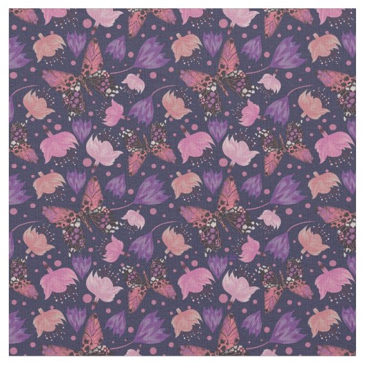  vlinderblauw flessenpatroon stof (Close Up)