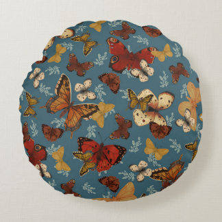 Vlinderblauw naadloos patroon rond kussen