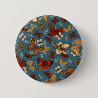 Vlinderblauw naadloos patroon ronde button 5,7 cm