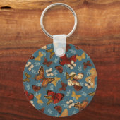 Vlinderblauw naadloos patroon sleutelhanger (Achterkant)