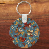 Vlinderblauw naadloos patroon sleutelhanger (Voorkant)