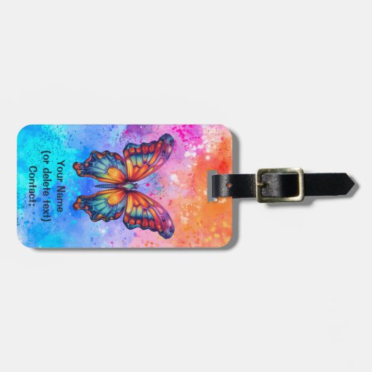 Vlinderblauw Sinaasappels vleugels Bagagelabel (Voorkant horizontaal)