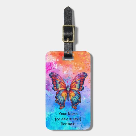 Vlinderblauw Sinaasappels vleugels Bagagelabel (Voorkant verticaal)