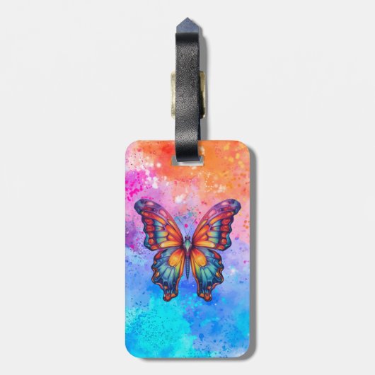 Vlinderblauw Sinaasappels vleugels Bagagelabel (Achterkant verticaal)