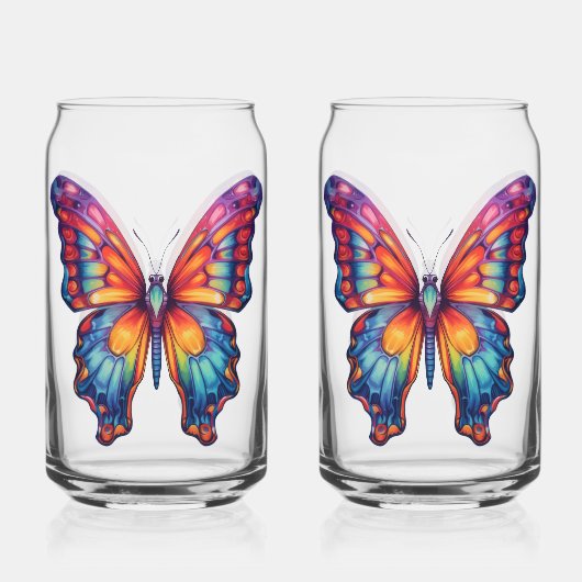 Vlinderblauw Sinaasappels vleugels Blikvorm Glas (Voorkant)