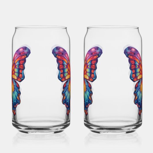 Vlinderblauw Sinaasappels vleugels Blikvorm Glas (Links)