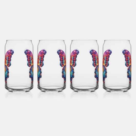 Vlinderblauw Sinaasappels vleugels Blikvorm Glas (Links)