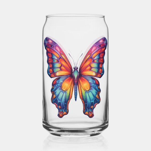 Vlinderblauw Sinaasappels vleugels Blikvorm Glas (Achterkant)