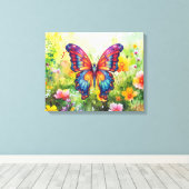 Vlinderblauw Sinaasappels vleugels Canvas Afdruk (Insitu (Houten vloer))