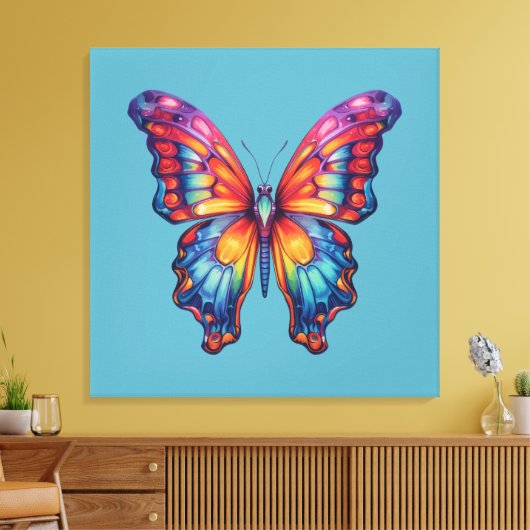 Vlinderblauw Sinaasappels vleugels Canvas Afdruk (Insitu (Woonkamer))