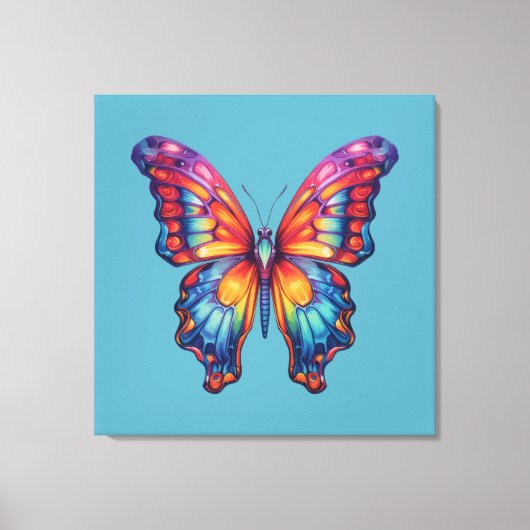 Vlinderblauw Sinaasappels vleugels Canvas Afdruk (Voorkant)