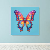 Vlinderblauw Sinaasappels vleugels Canvas Afdruk (Insitu (Houten vloer))