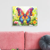 Vlinderblauw Sinaasappels vleugels Canvas Afdruk (Insitu (Woonkamer))