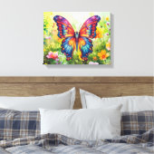 Vlinderblauw Sinaasappels vleugels Canvas Afdruk (Insitu (Slaapkamer))