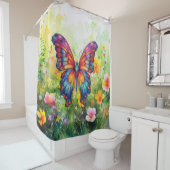 Vlinderblauw Sinaasappels vleugels Douchegordijn (In situ)