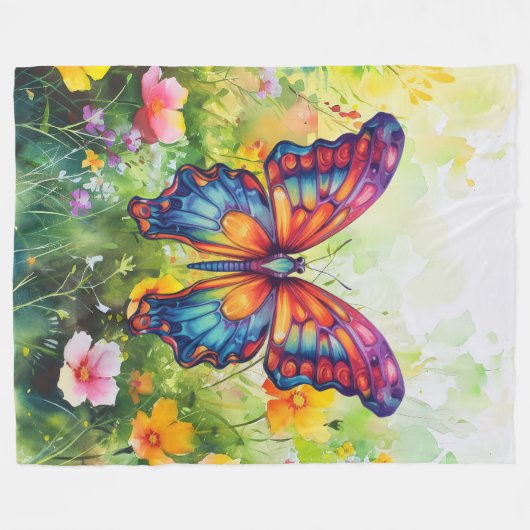 Vlinderblauw Sinaasappels vleugels Fleece Deken (Voorkant (Horizontaal))