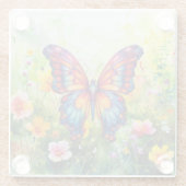 Vlinderblauw Sinaasappels vleugels Glazen Onderzetter (Achterkant)