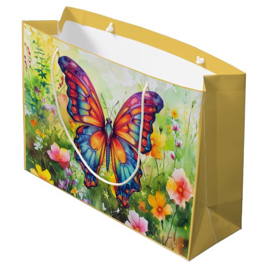 Vlinderblauw Sinaasappels vleugels Groot Cadeauzakje (Achterkant Gekanteld)