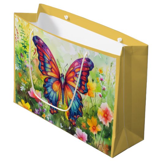 Vlinderblauw Sinaasappels vleugels Groot Cadeauzakje (Voorkant Gekanteld)