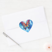 Vlinderblauw Sinaasappels vleugels Hart Sticker (Envelop)