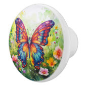 Vlinderblauw Sinaasappels vleugels Keramische Knop (Rechts)