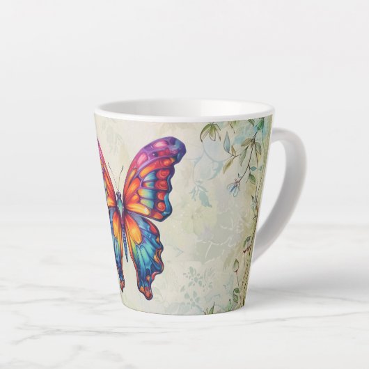 Vlinderblauw Sinaasappels vleugels Latte Mok (Rechterhoek)