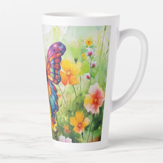 Vlinderblauw Sinaasappels vleugels Latte Mok (Rechts)