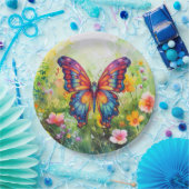 Vlinderblauw Sinaasappels vleugels Papieren Bordje (Feest)