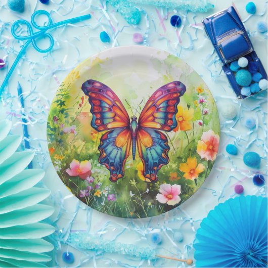 Vlinderblauw Sinaasappels vleugels Papieren Bordje (Feest)