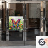 Vlinderblauw Sinaasappels vleugels Raamsticker (Kantoordeur)