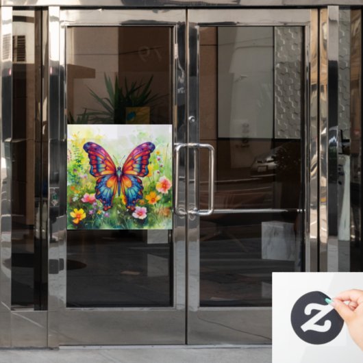 Vlinderblauw Sinaasappels vleugels Raamsticker (Kantoordeur)