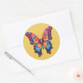 Vlinderblauw Sinaasappels vleugels Ronde Sticker (Envelop)