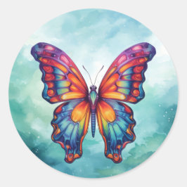 Vlinderblauw Sinaasappels vleugels Ronde Sticker