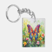 Vlinderblauw Sinaasappels vleugels Sleutelhanger (Voorkant Links)