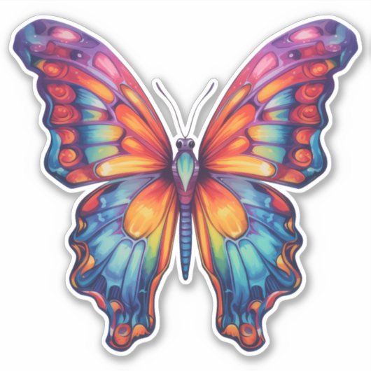 Vlinderblauw Sinaasappels vleugels Sticker (Voorkant)