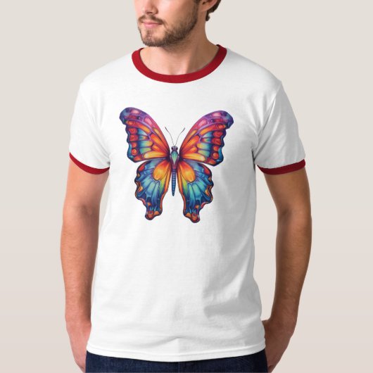 Vlinderblauw Sinaasappels vleugels T-shirt (Voorkant)