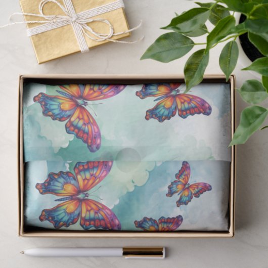 Vlinderblauw Sinaasappels vleugels Tissuepapier (Geschenk)