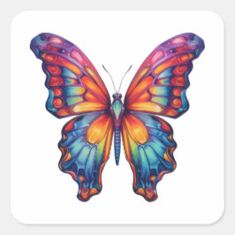 Vlinderblauw Sinaasappels vleugels Vierkante Sticker