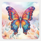 Vlinderblauw Sinaasappels vleugels Vierkante Sticker (Voorkant)