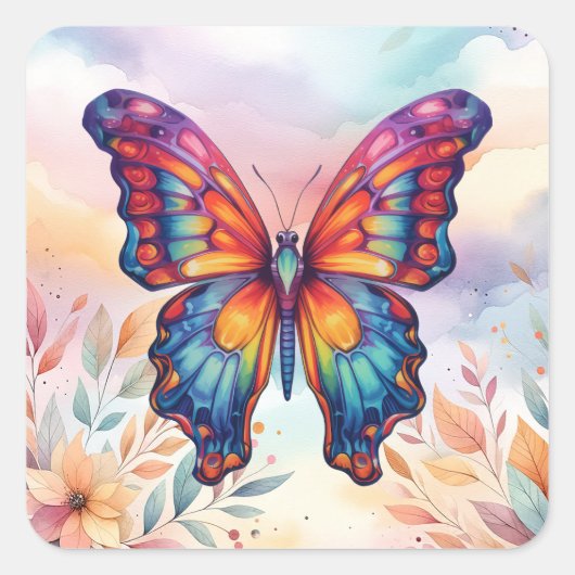 Vlinderblauw Sinaasappels vleugels Vierkante Sticker (Voorkant)