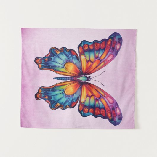 Vlinderblauw Sinaasappels vleugels Wandkleed (Voorkant (horizontaal))