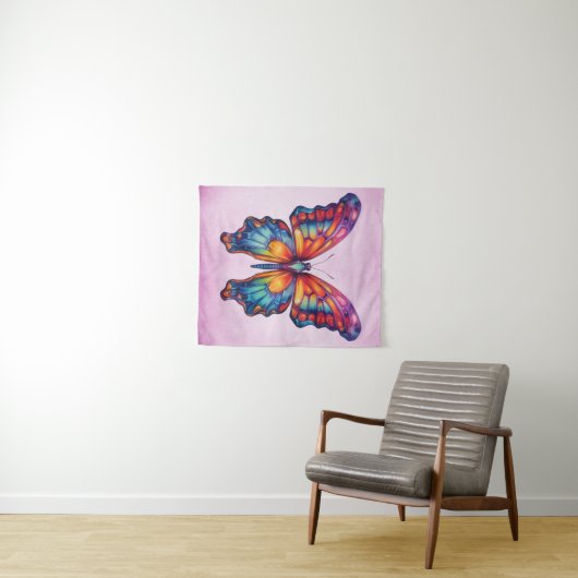 Vlinderblauw Sinaasappels vleugels Wandkleed (In Situ (horizontaal))