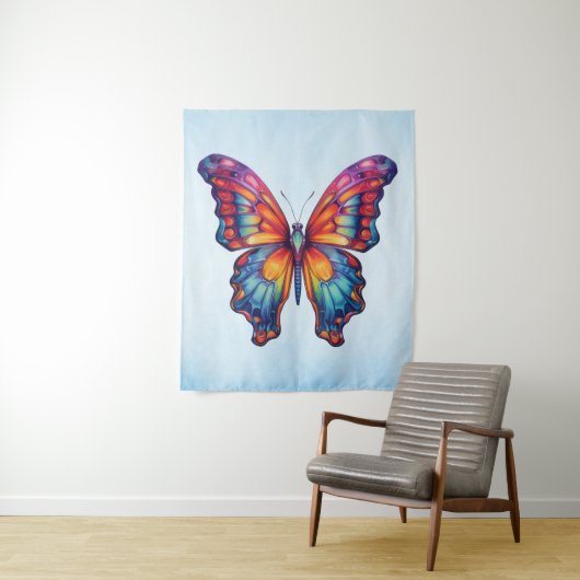 Vlinderblauw Sinaasappels vleugels Wandkleed (In situ)